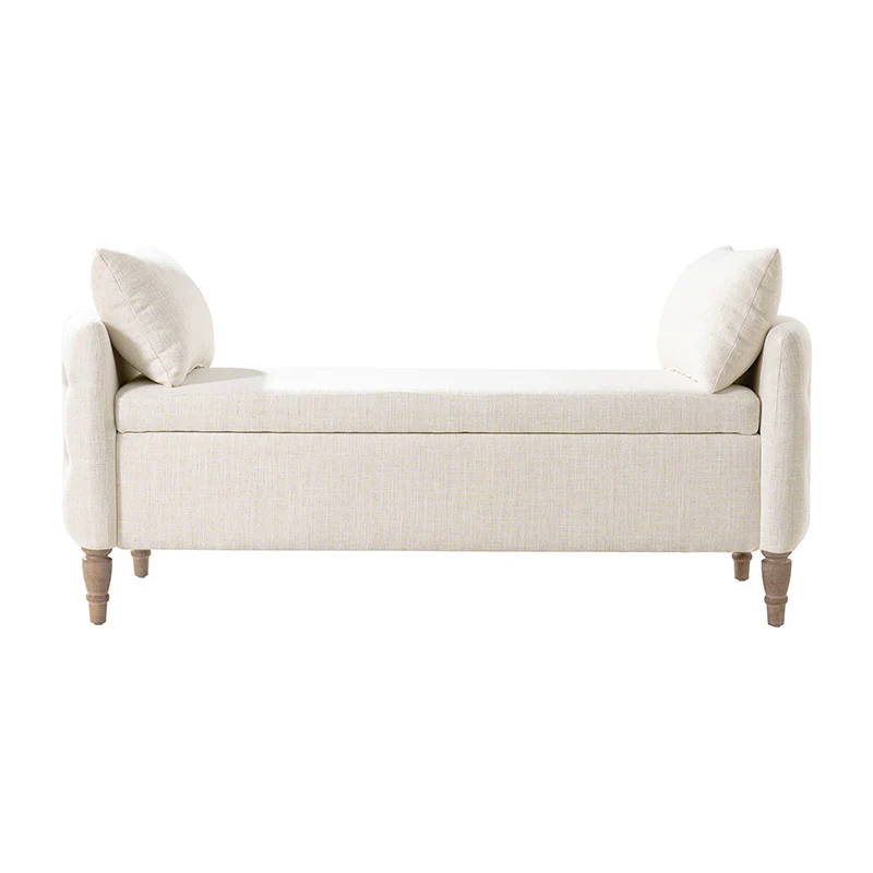 Octavia Upholstered Storage Bench with Turned Wood Legs - Image 4