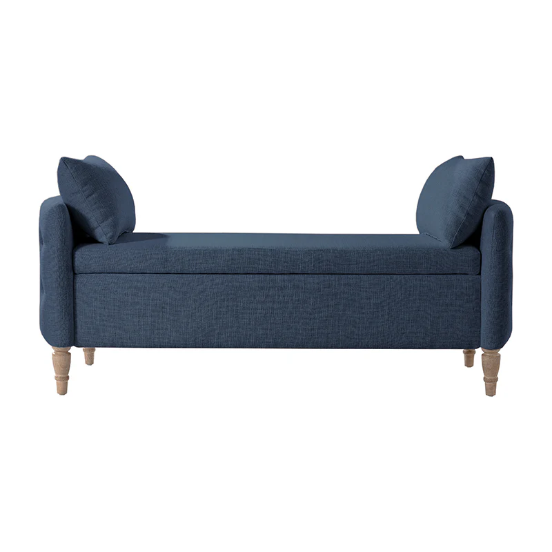 Octavia Upholstered Storage Bench with Turned Wood Legs - Image 44