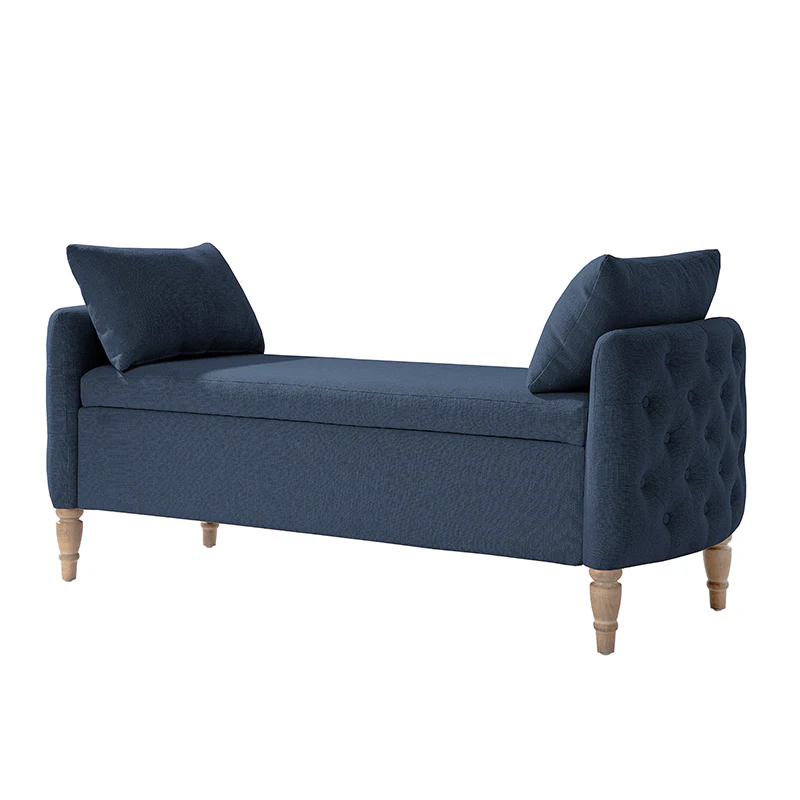 Octavia Upholstered Storage Bench with Turned Wood Legs - Image 45