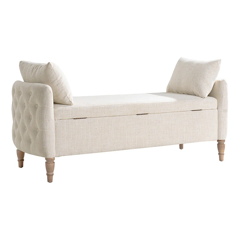 Octavia Upholstered Storage Bench with Turned Wood Legs - Image 5