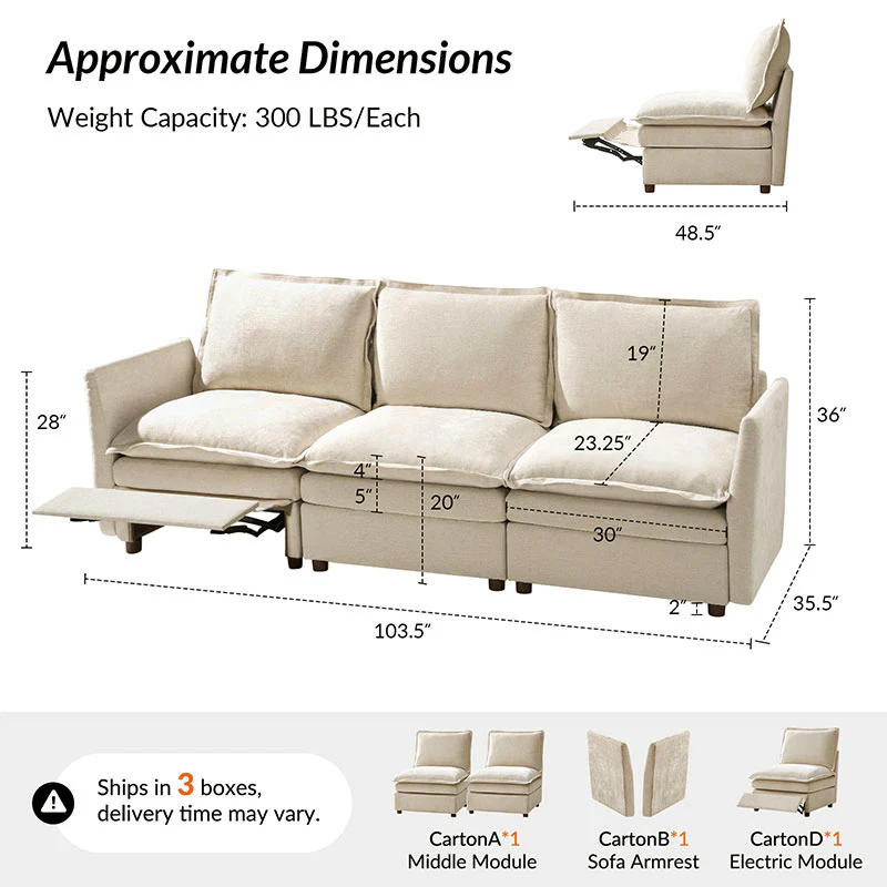 Victoria Oversized Modular Power Reclining Sectional Sofa with Hidden Storage - Image 3