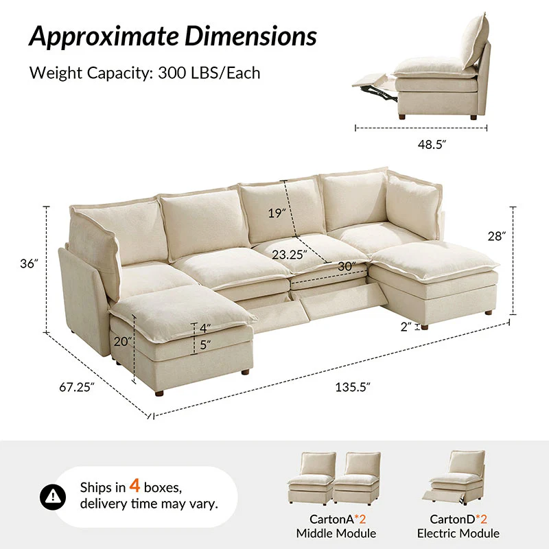 Victoria Oversized Modular Power Reclining Sectional Sofa with Hidden Storage - Image 37