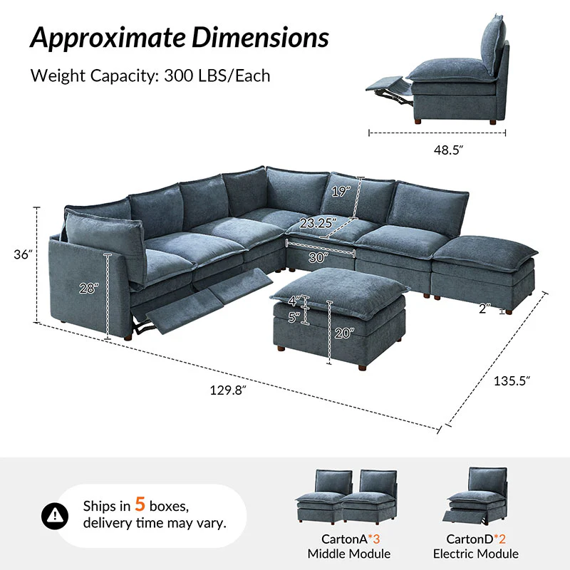 Victoria Oversized Modular Power Reclining Sectional Sofa with Hidden Storage - Image 44