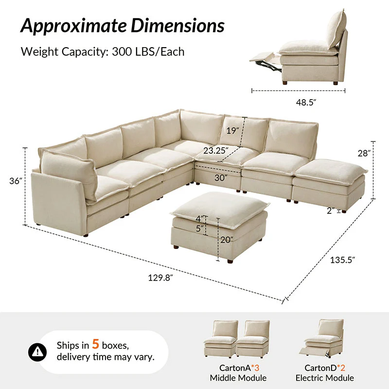 Victoria Oversized Modular Power Reclining Sectional Sofa with Hidden Storage - Image 49
