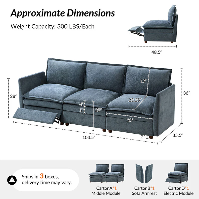 Victoria Oversized Modular Power Reclining Sectional Sofa with Hidden Storage - Image 9