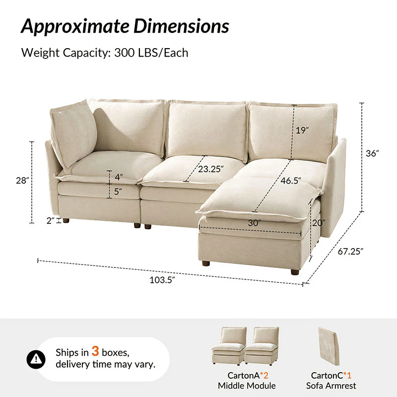 Victoria Oversized Modular Sectional Sofa with Hidden Storage and Removable Slipcovers - Image 3