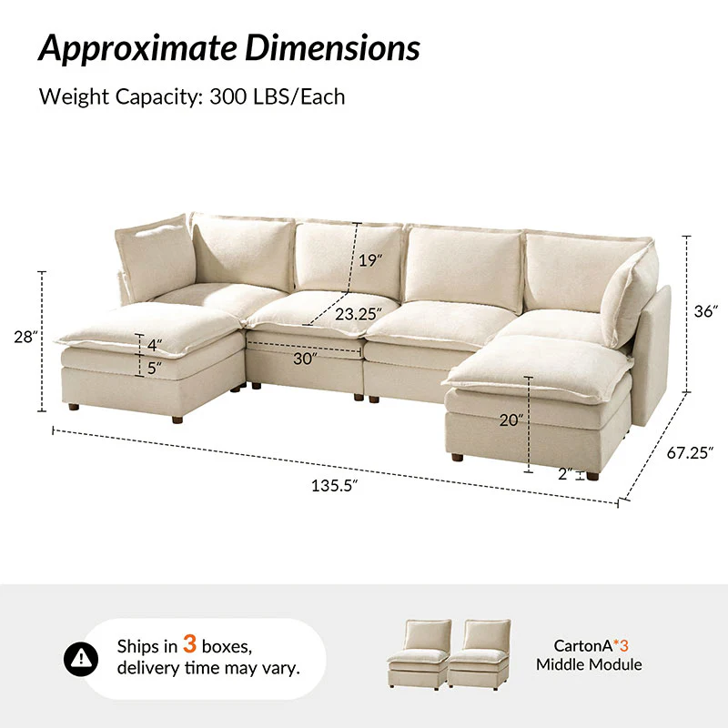 Victoria Oversized Modular Sectional Sofa with Hidden Storage and Removable Slipcovers - Image 48