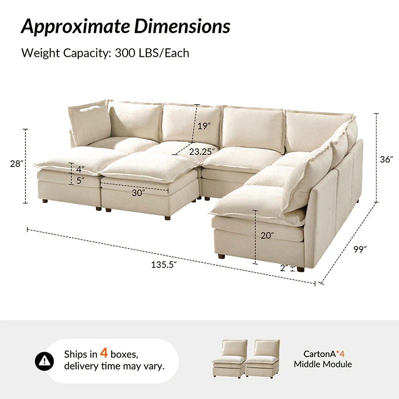 Victoria Oversized Modular Sectional Sofa with Hidden Storage and Removable Slipcovers - Image 58
