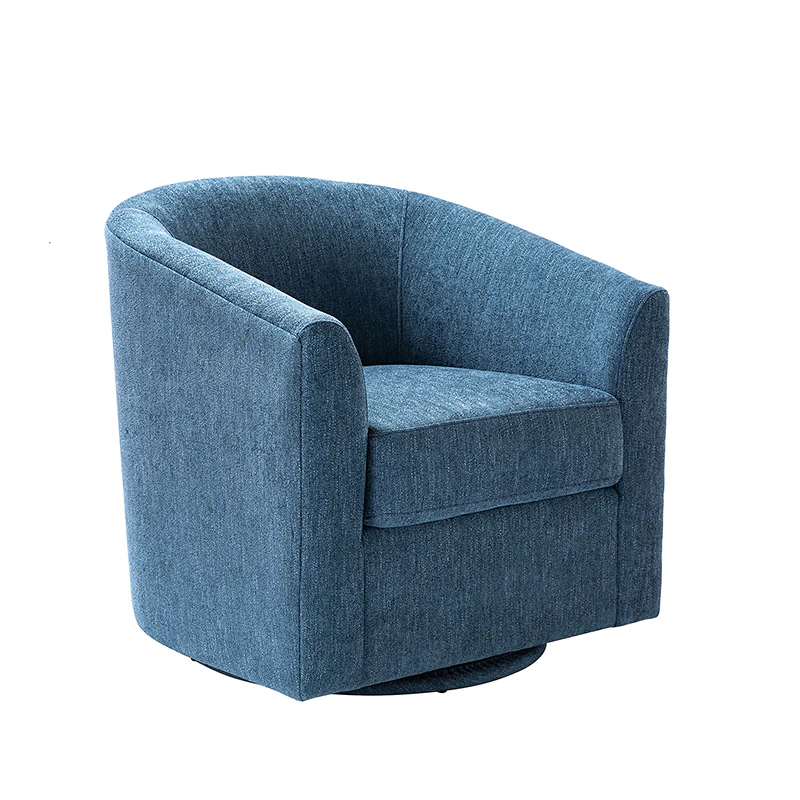 Pablo Modern Swivel Barrel Chair with Upholstered Fabric & Metal Base - Image 13