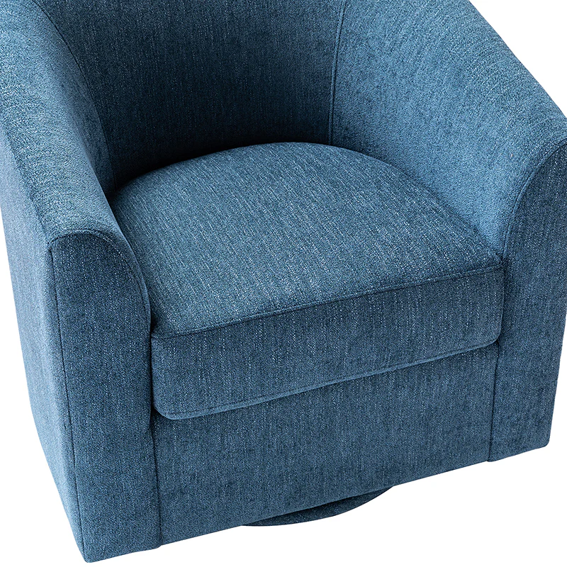 Pablo Modern Swivel Barrel Chair with Upholstered Fabric & Metal Base - Image 15