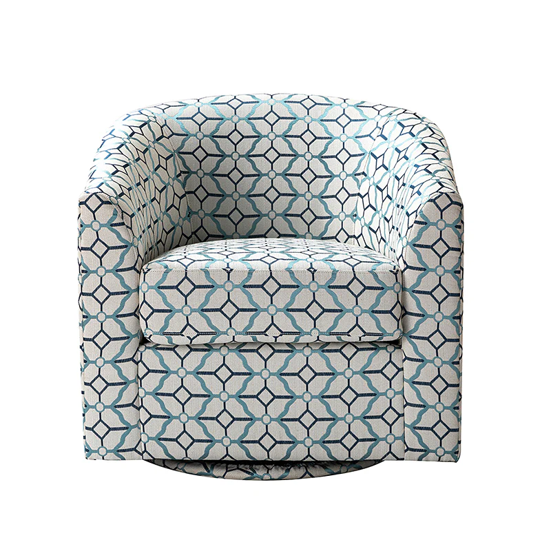 Pablo Modern Swivel Barrel Chair with Upholstered Fabric & Metal Base - Image 28