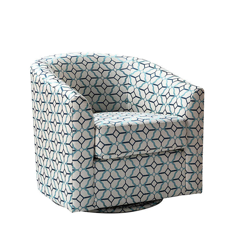 Pablo Modern Swivel Barrel Chair with Upholstered Fabric & Metal Base - Image 29