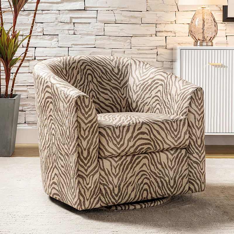 Pablo Modern Swivel Barrel Chair with Upholstered Fabric & Metal Base - Image 33
