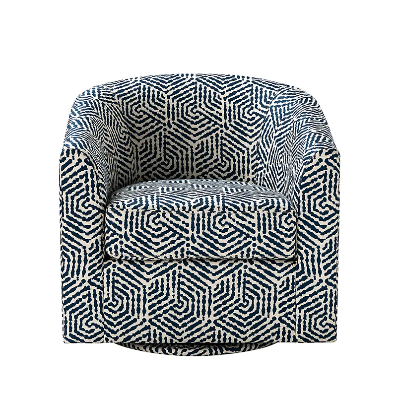 Pablo Modern Swivel Barrel Chair with Upholstered Fabric & Metal Base - Image 44