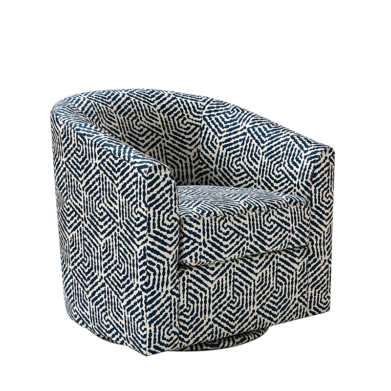Pablo Modern Swivel Barrel Chair with Upholstered Fabric & Metal Base - Image 45