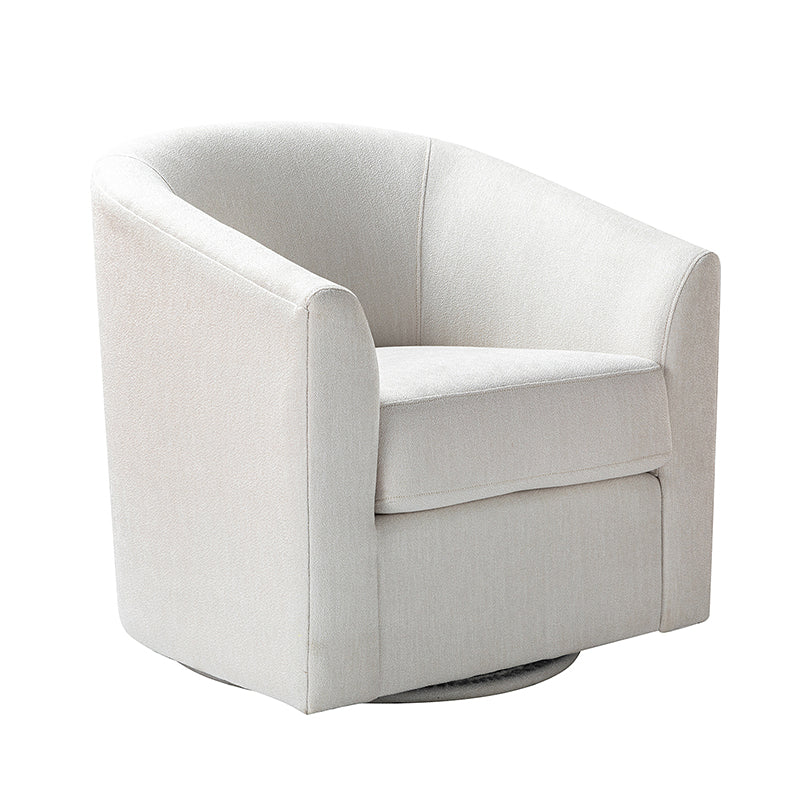 Pablo Modern Swivel Barrel Chair with Upholstered Fabric & Metal Base - Image 5