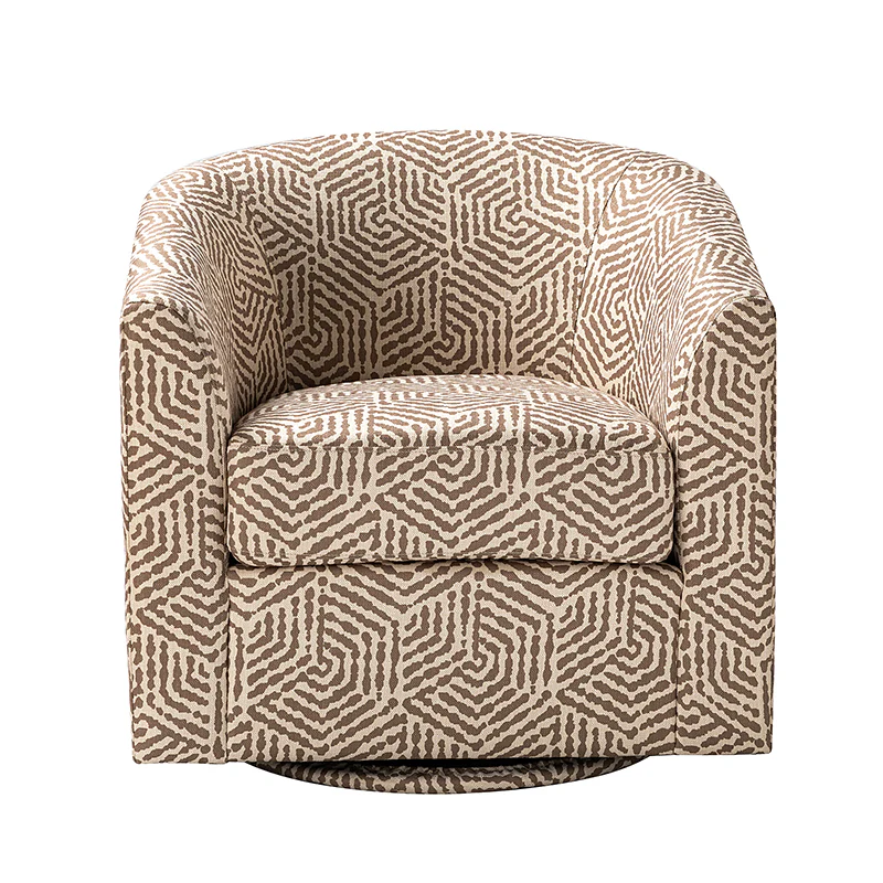 Pablo Modern Swivel Barrel Chair with Upholstered Fabric & Metal Base - Image 52