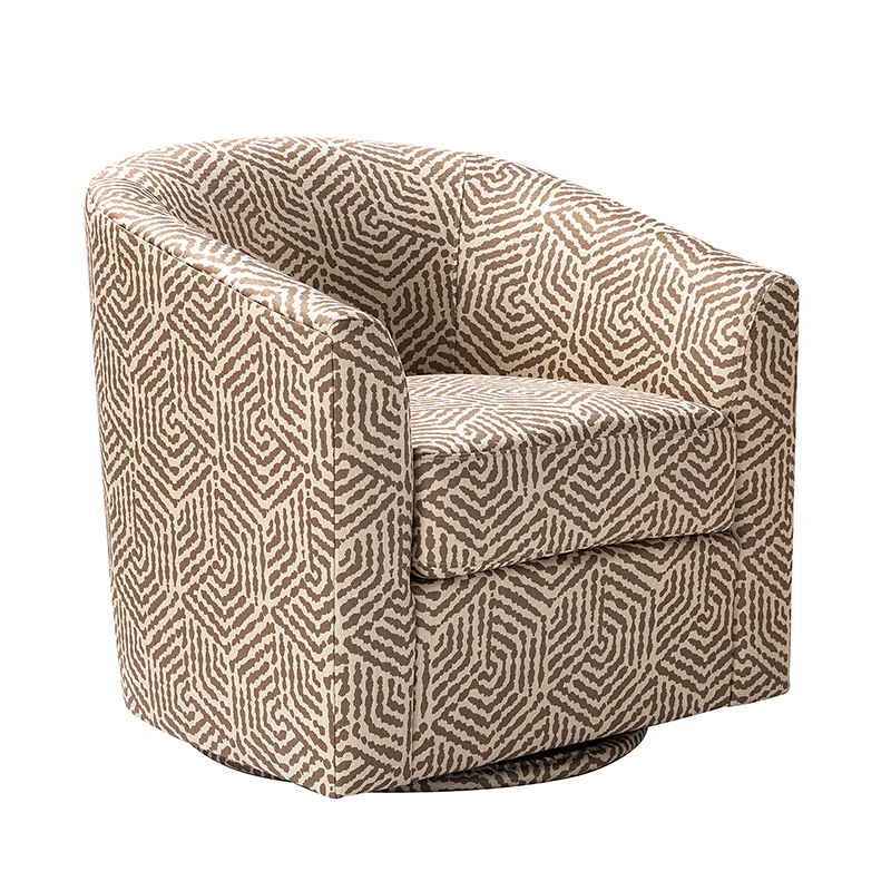 Pablo Modern Swivel Barrel Chair with Upholstered Fabric & Metal Base - Image 53
