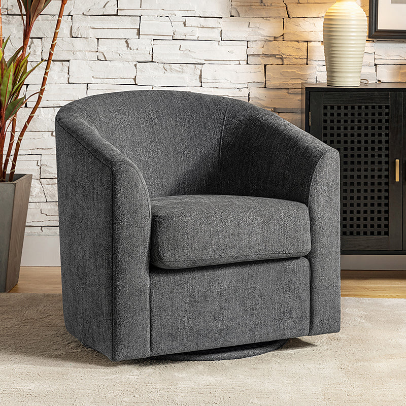Pablo Modern Swivel Barrel Chair with Upholstered Fabric & Metal Base - Image 57