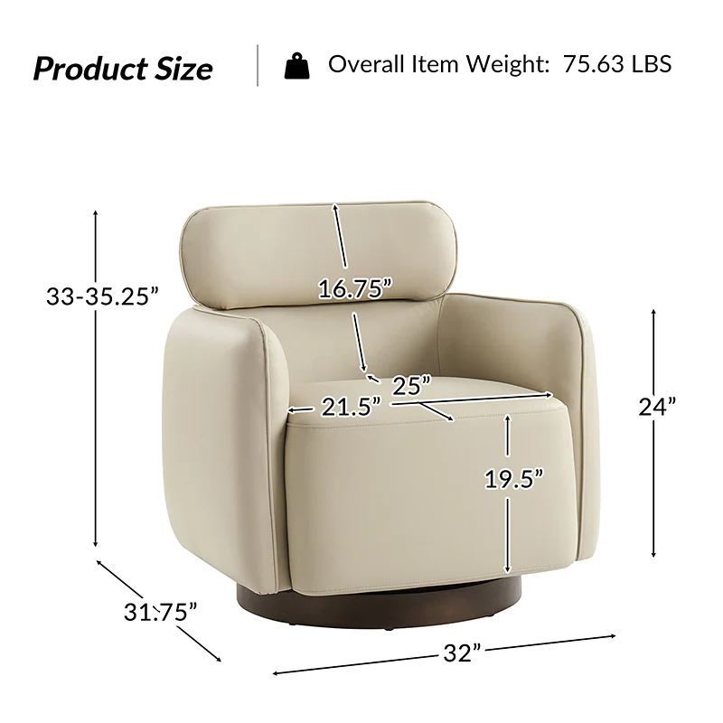Philander Modern Genuine Leather Swivel Chair - Image 11