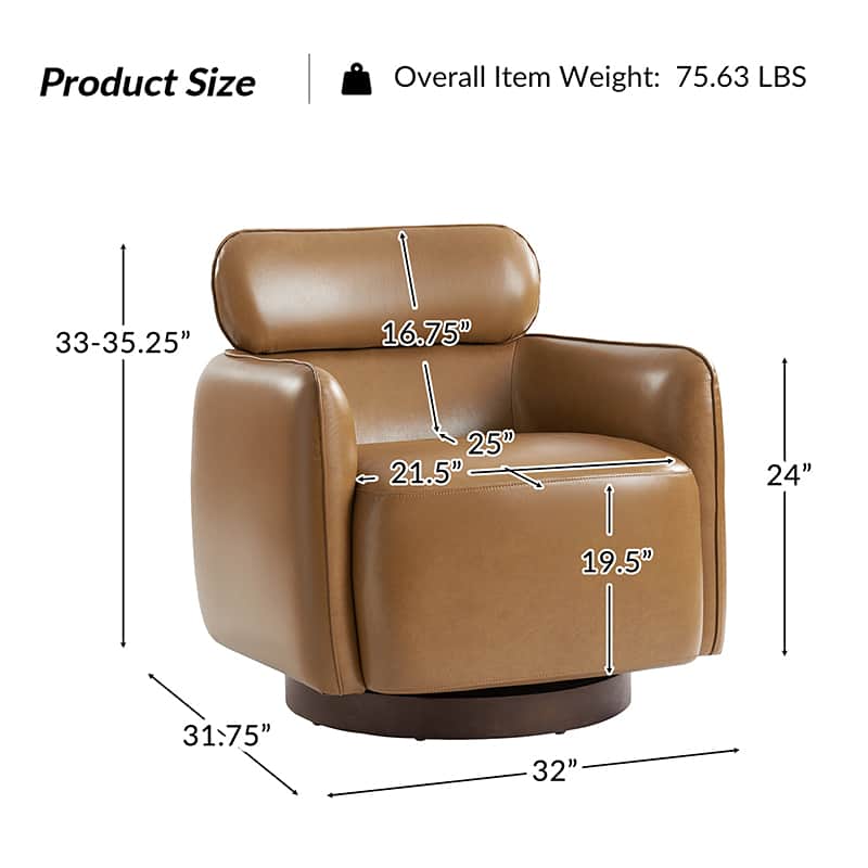 Philander Modern Genuine Leather Swivel Chair - Image 3