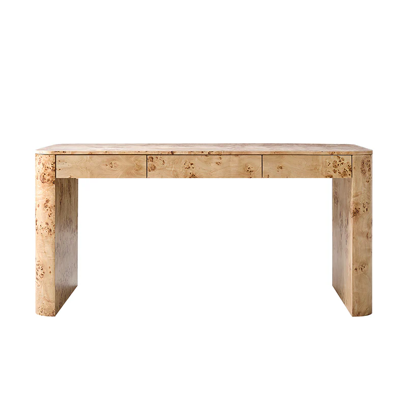 Poplar Burl Desk in Natural Modern Style - Image 4