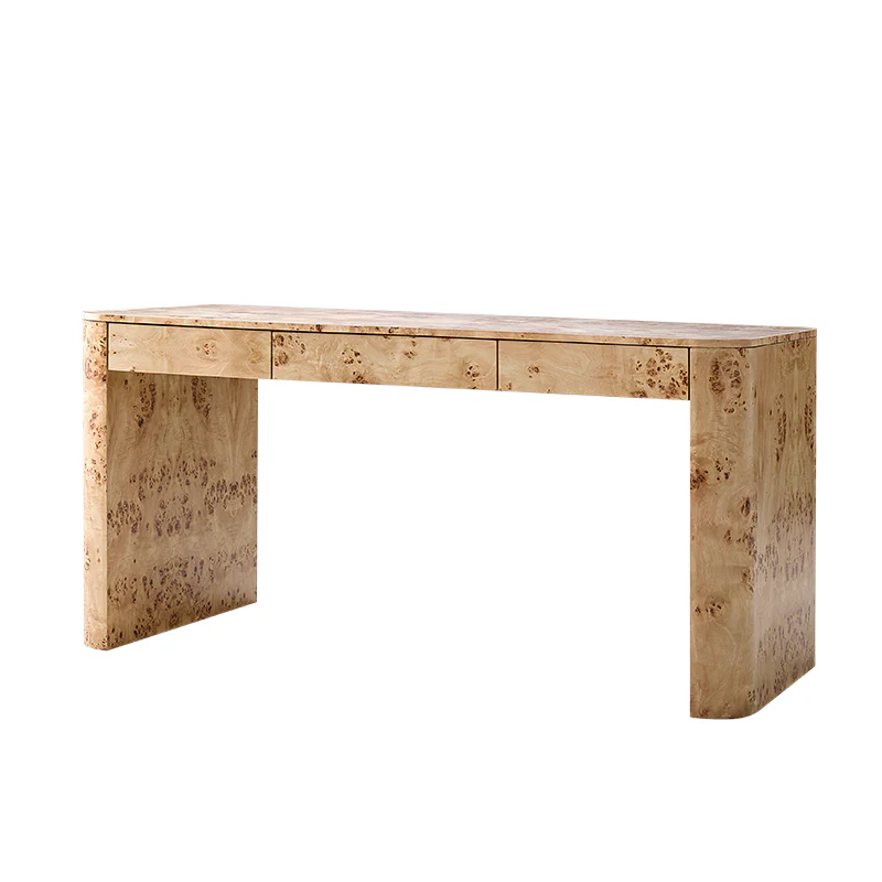 Poplar Burl Desk in Natural Modern Style - Image 5