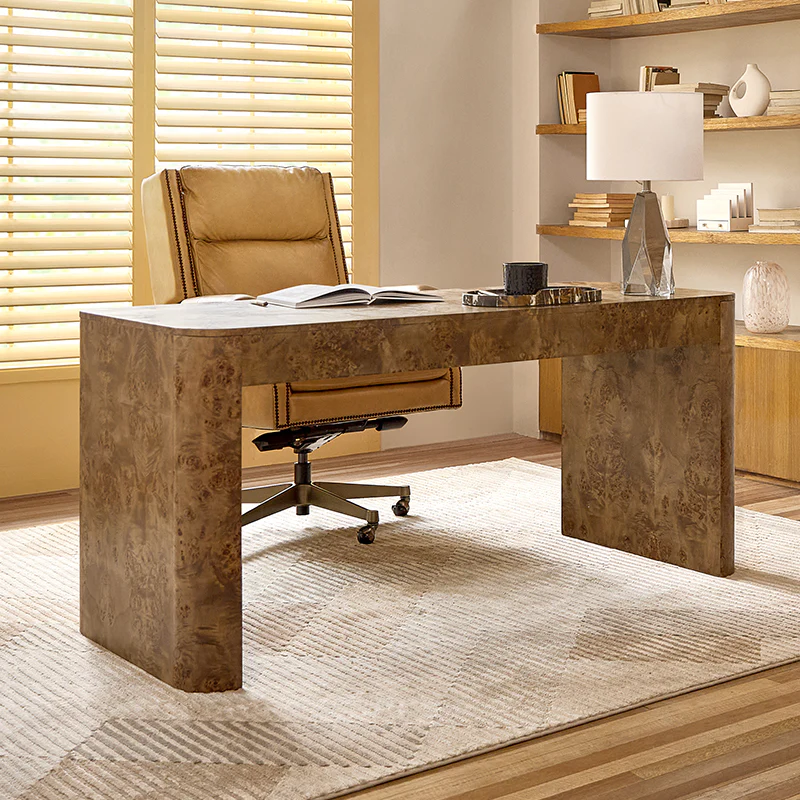 Poplar Burl Desk in Natural Modern Style - Image 9