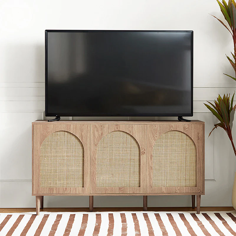Posey 56″ Wood & Rattan Sideboard – Modern Coastal Storage Cabinet - Image 10