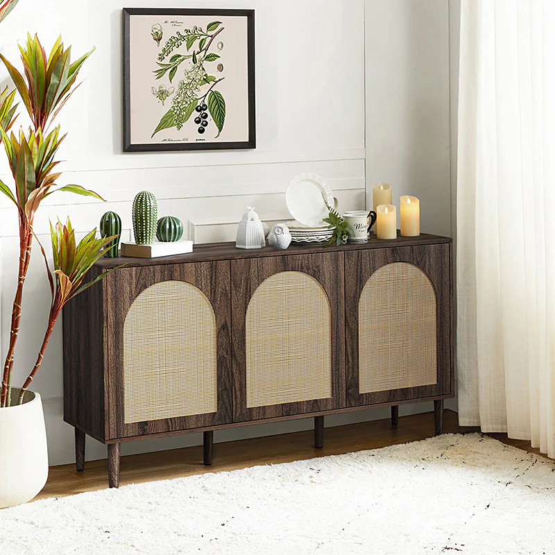Posey 56″ Wood & Rattan Sideboard – Modern Coastal Storage Cabinet - Image 17