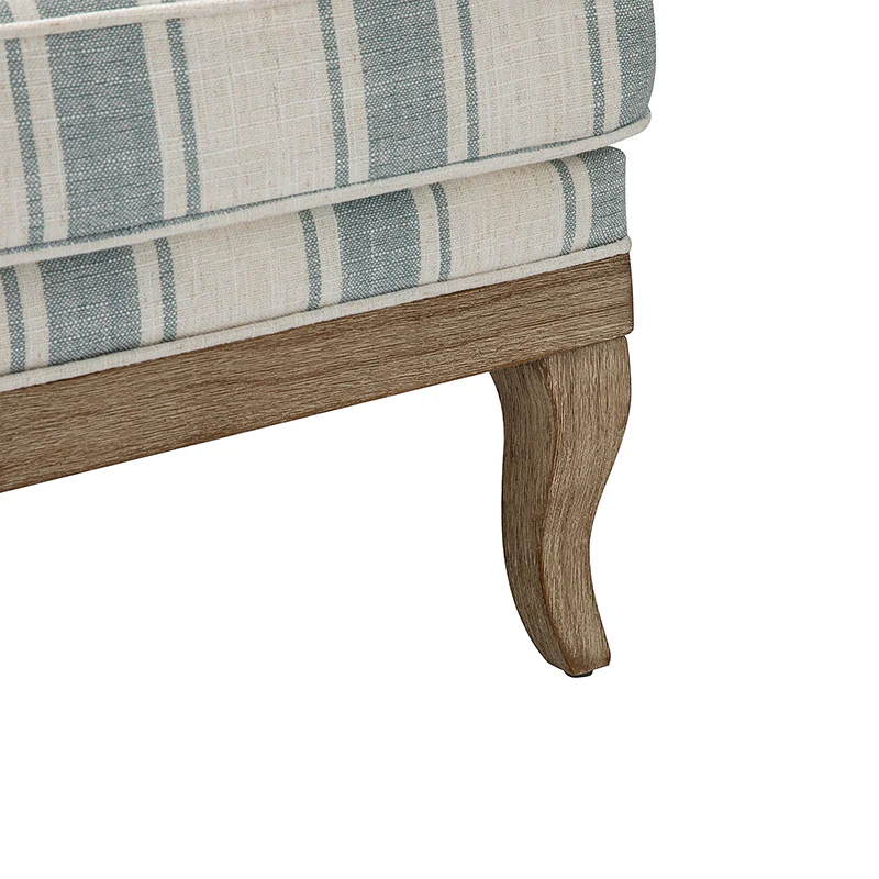 Randolph Romantic Upholstered Stripes Armchair with Solid Wood Armrests - Image 16