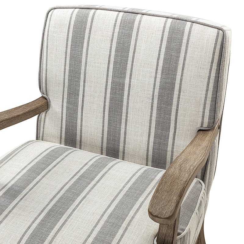 Randolph Romantic Upholstered Stripes Armchair with Solid Wood Armrests - Image 23