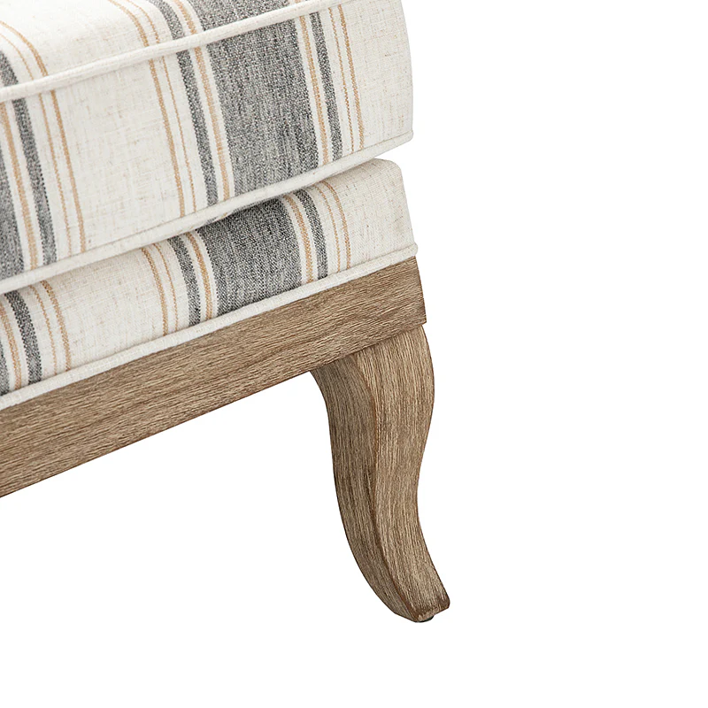 Randolph Romantic Upholstered Stripes Armchair with Solid Wood Armrests - Image 32