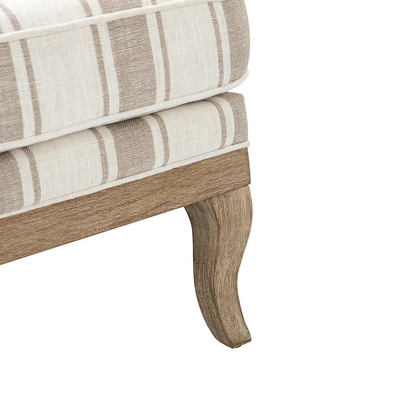 Randolph Romantic Upholstered Stripes Armchair with Solid Wood Armrests - Image 8
