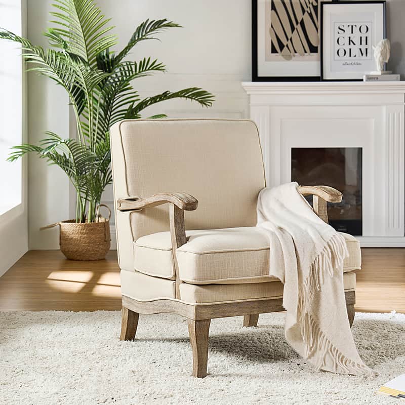 Randolph Farmhouse Upholstered Accent Chair with Wooden Legs(Optional Types) - Image 18