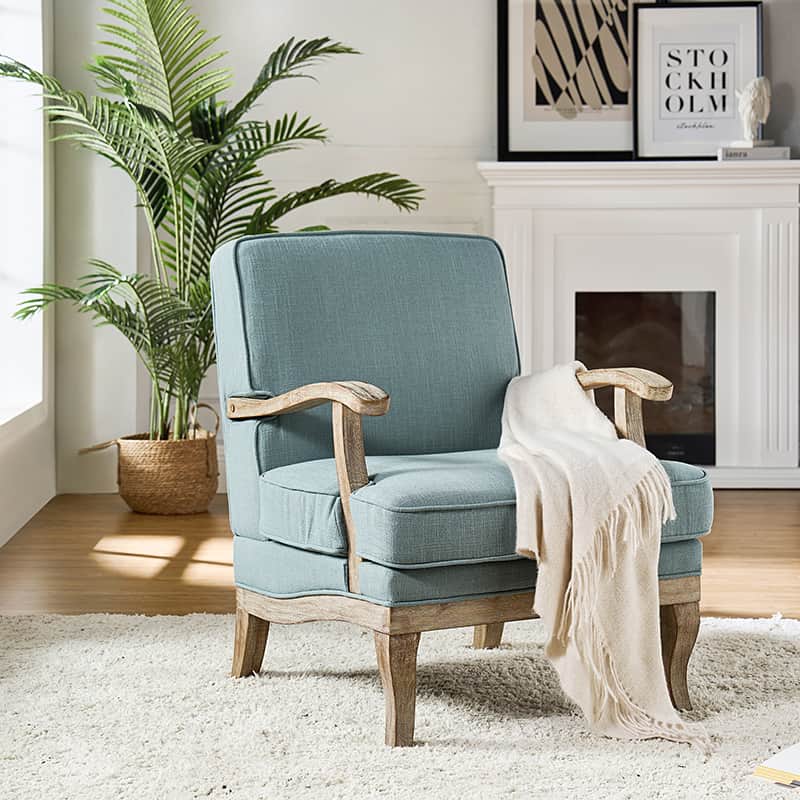 Randolph Farmhouse Upholstered Accent Chair with Wooden Legs(Optional Types) - Image 25