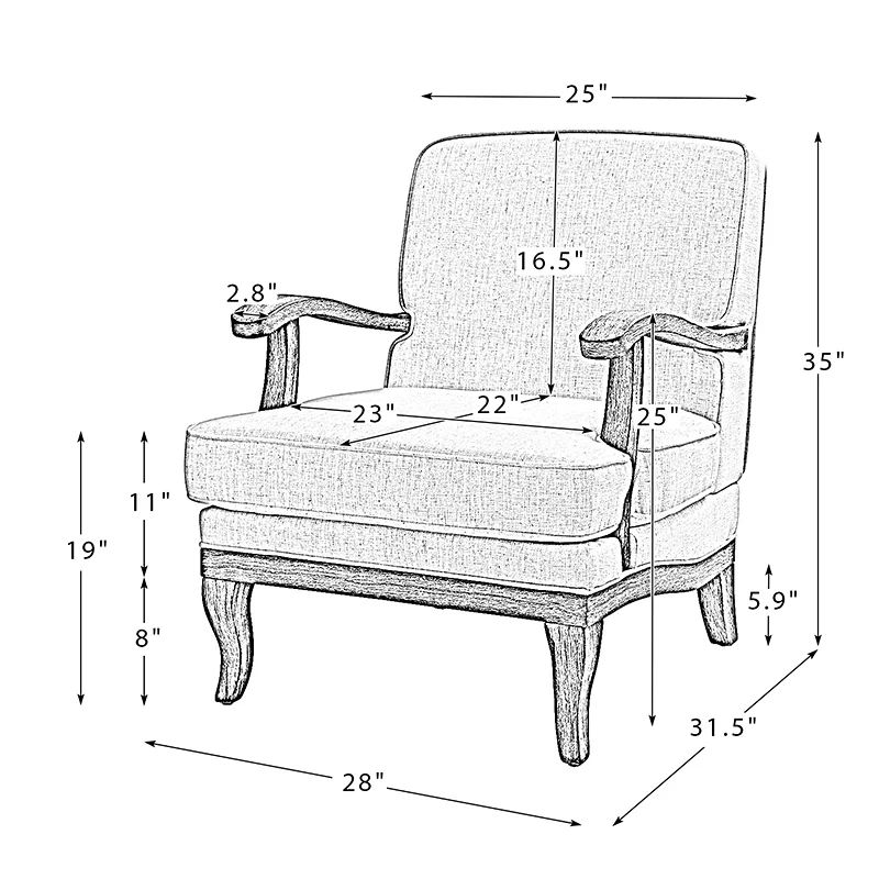 Randolph Farmhouse Upholstered Accent Chair with Wooden Legs(Optional Types) - Image 3
