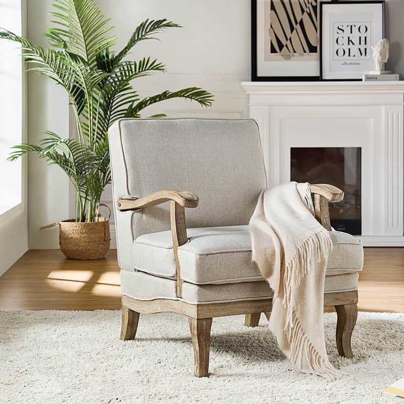 Randolph Farmhouse Upholstered Accent Chair with Wooden Legs(Optional Types) - Image 34