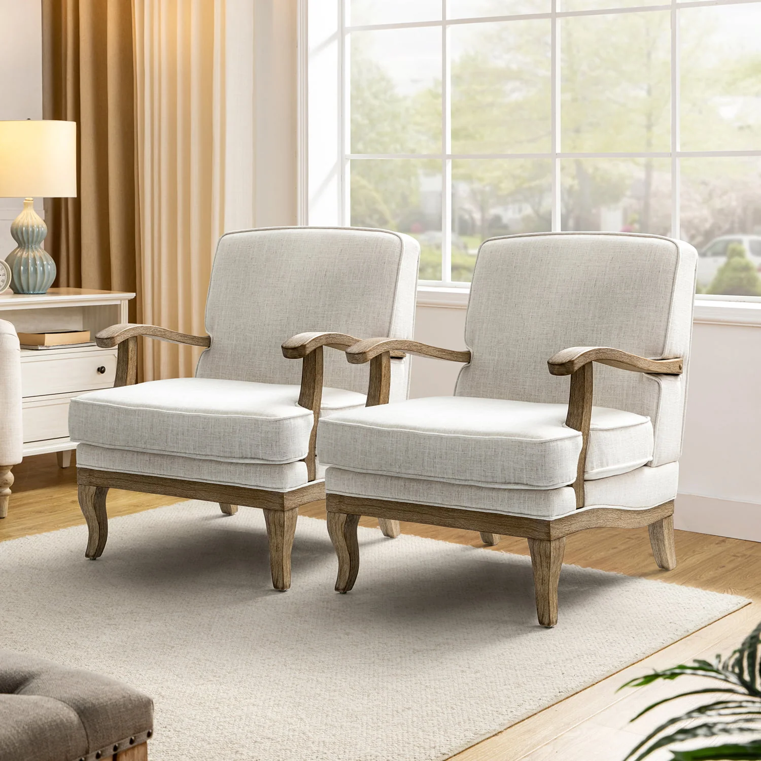 Randolph Farmhouse Upholstered Accent Chair with Wooden Legs(Optional Types) - Image 41