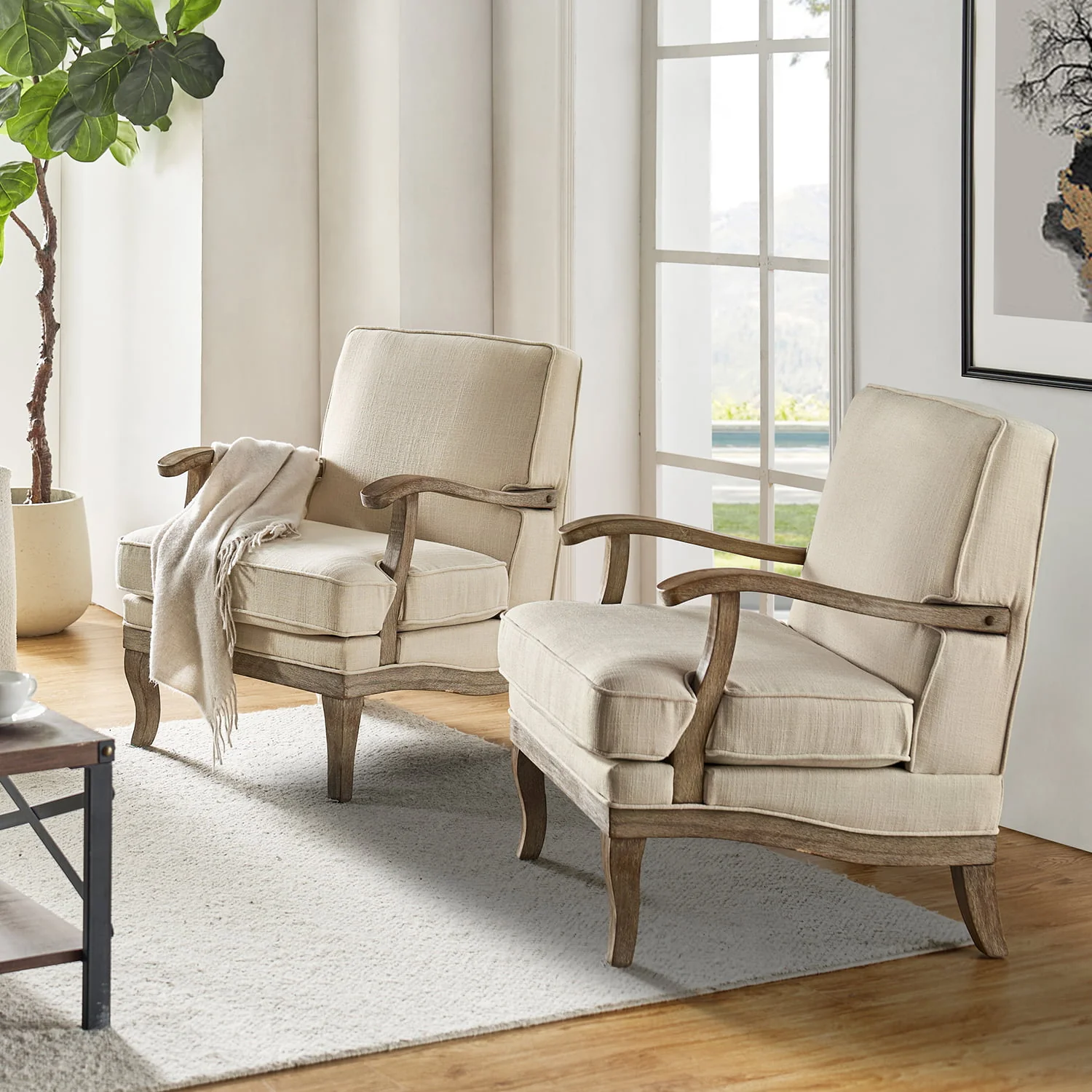 Randolph Farmhouse Upholstered Accent Chair with Wooden Legs(Optional Types) - Image 65