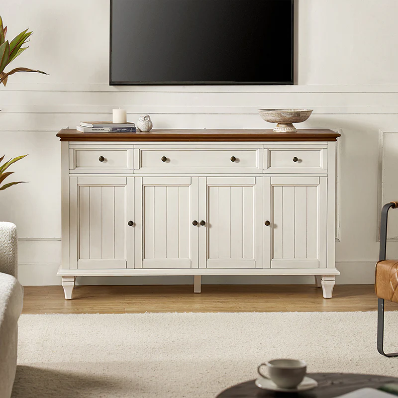Raphael 58" Wide 3‑Drawer Sideboard – Modern Farmhouse Storage Cabinet With Solid Wood Legs - Image 9