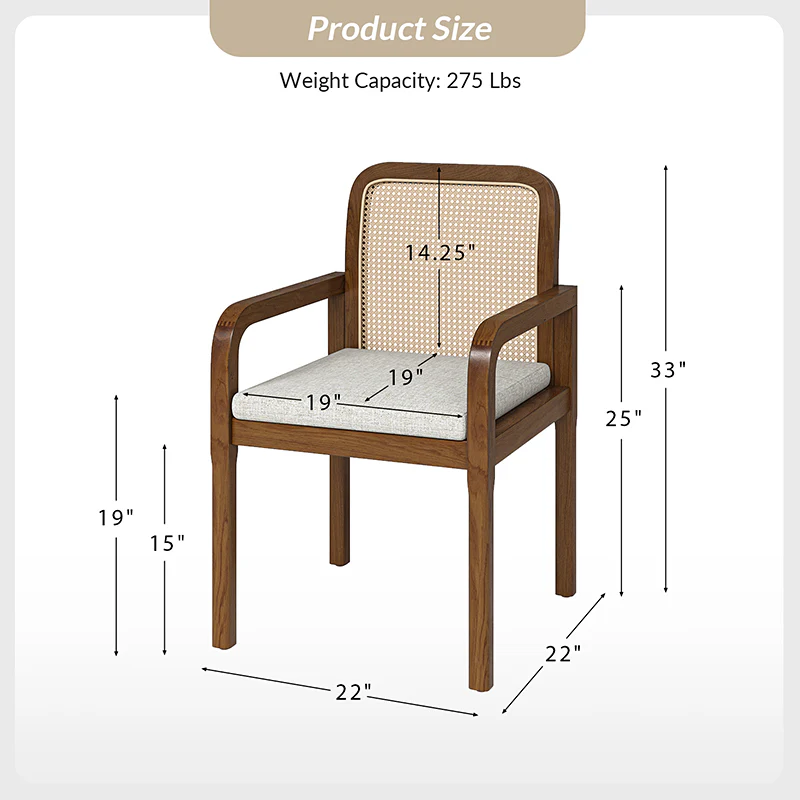 Kevin Mid Century Modern Ratten Dining Accent Chair Set of 2 - Image 11