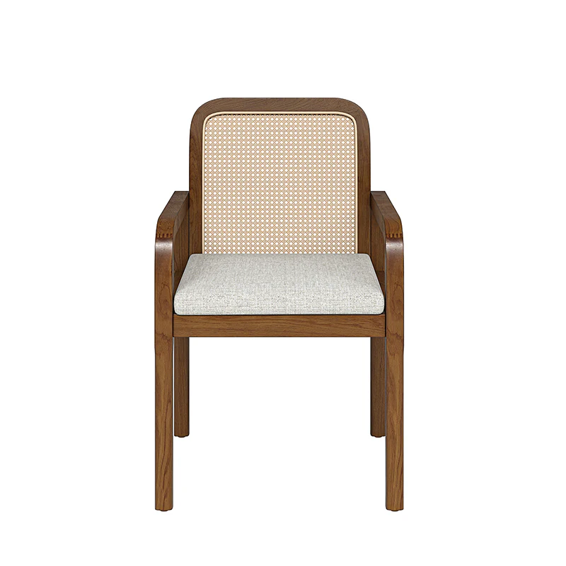 Kevin Mid Century Modern Ratten Dining Accent Chair Set of 2 - Image 13