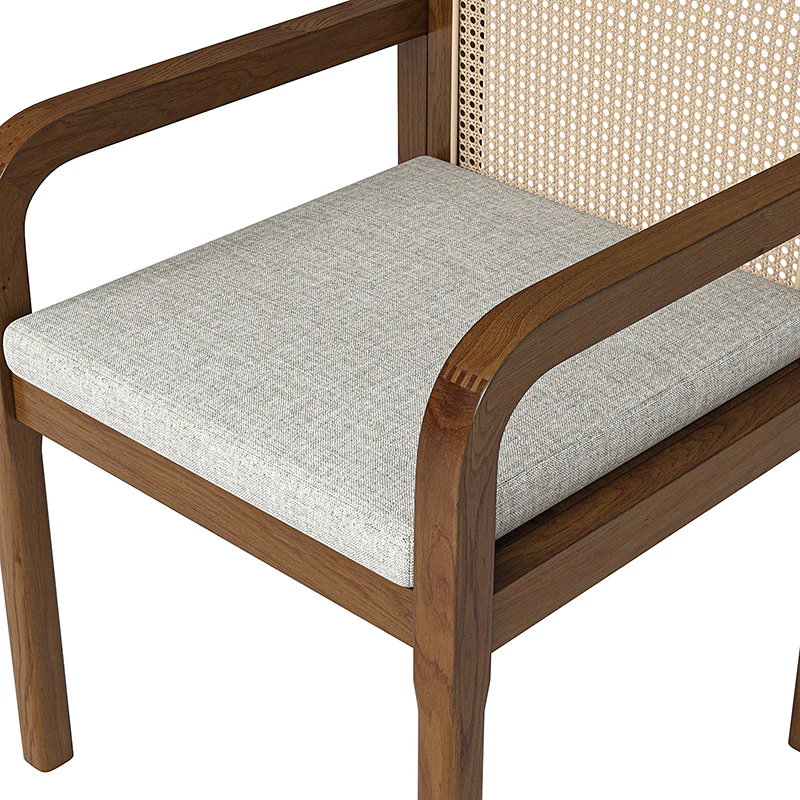 Kevin Mid Century Modern Ratten Dining Accent Chair Set of 2 - Image 15