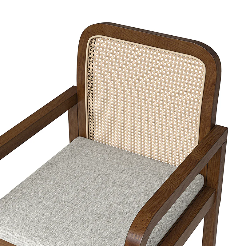 Kevin Mid Century Modern Ratten Dining Accent Chair Set of 2 - Image 16