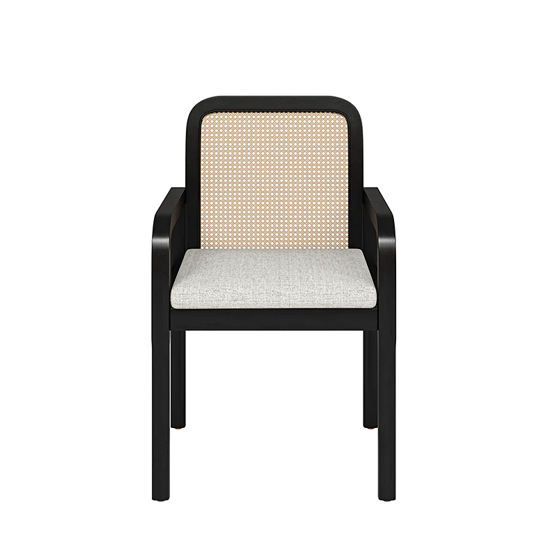 Kevin Mid Century Modern Ratten Dining Accent Chair Set of 2 - Image 5