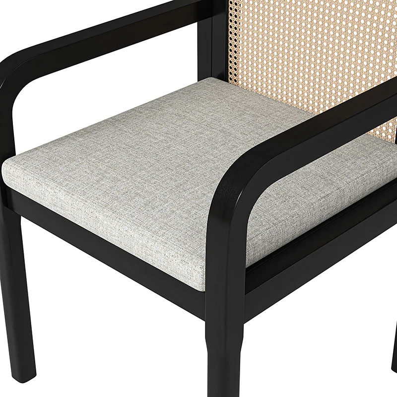 Kevin Mid Century Modern Ratten Dining Accent Chair Set of 2 - Image 7