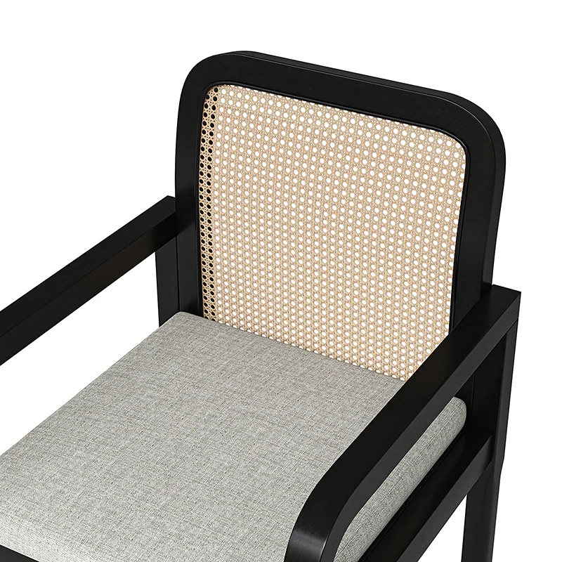 Kevin Mid Century Modern Ratten Dining Accent Chair Set of 2 - Image 8