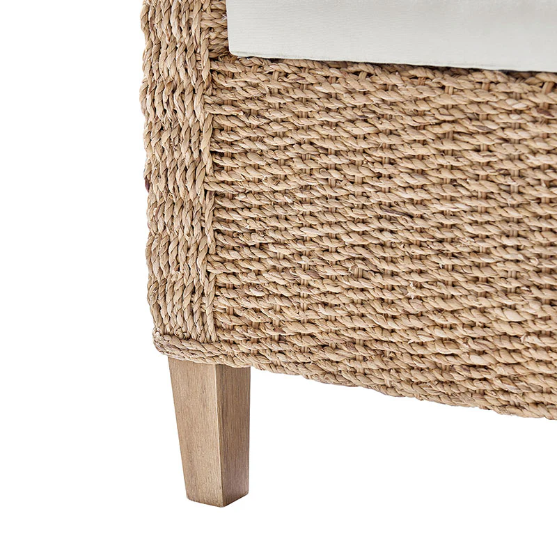 Candela Rattan Bench with Storage and Cream Cushion - Image 8