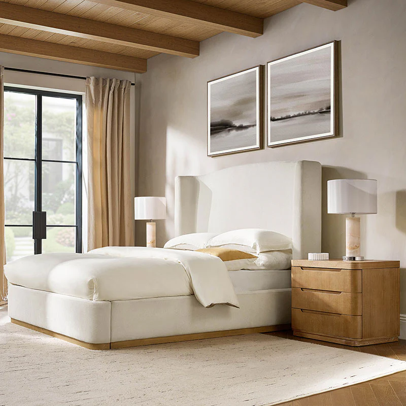 Ravona Modern 3-Piece Bedroom Bundle with Wingback Bed & Nightstands - Image 14